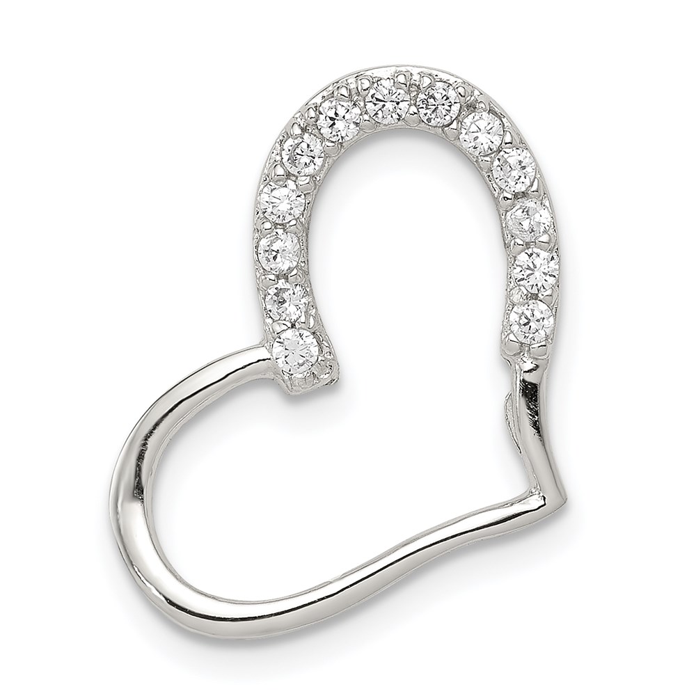 925 Sterling Silver Rhodium-Plated Cz Heart Necklace Mini Charm Pendant